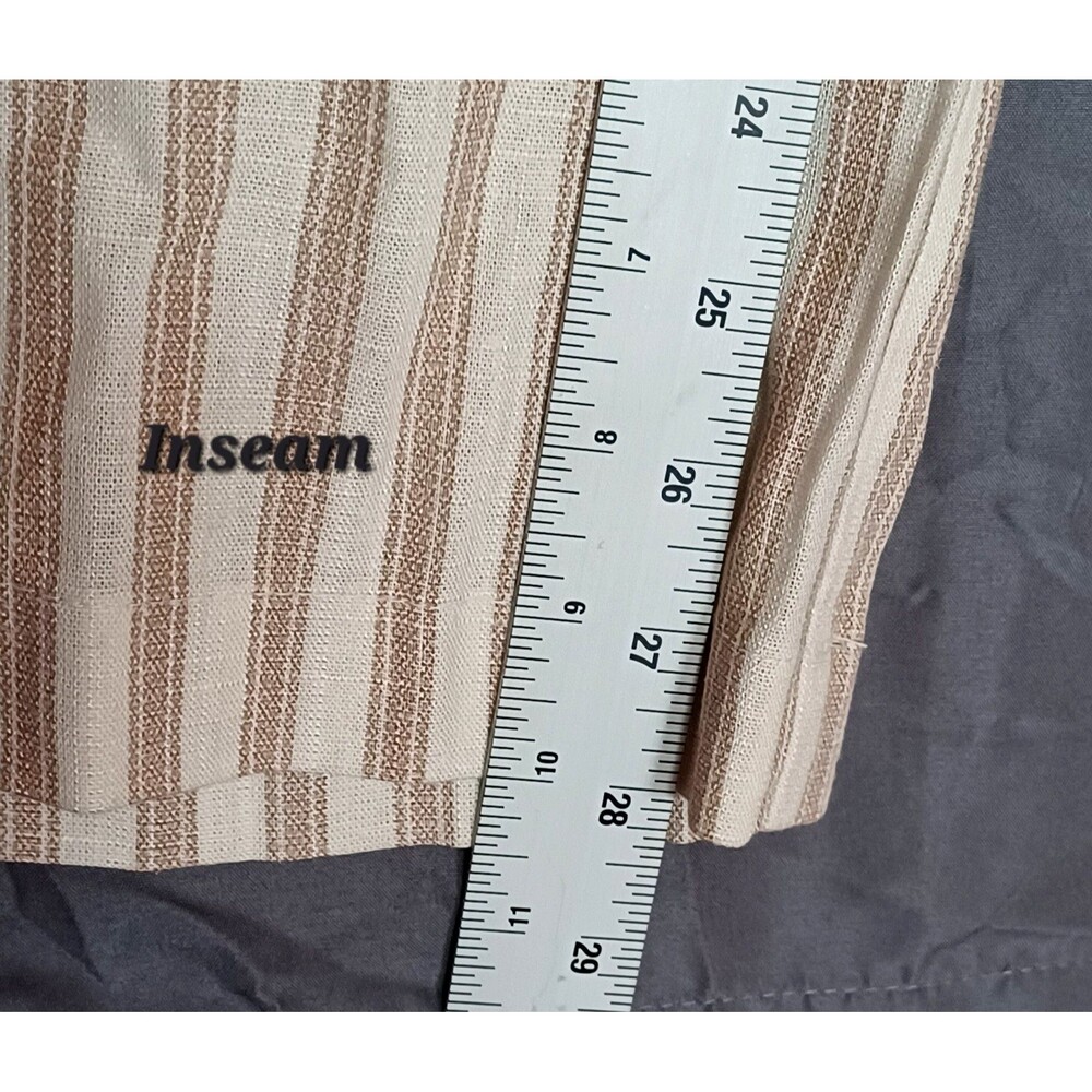 May Design Women’s M Khaki/Cream Striped WideLeg Pull‑On Pants Pockets Lined NWT - Picture 7 of 13